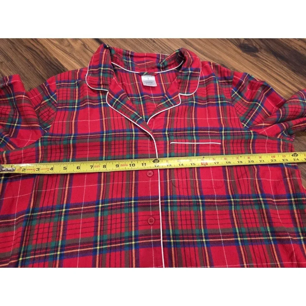 Lands’ End Red Plaid Flannel Pajama Set XL Cotton Button Up PJs Holiday - Picture 4 of 8
